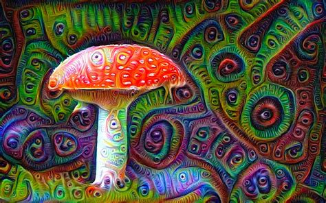 Fly agaric magic mushroom deep dream Drawing by Matthias Hauser - Fine ...