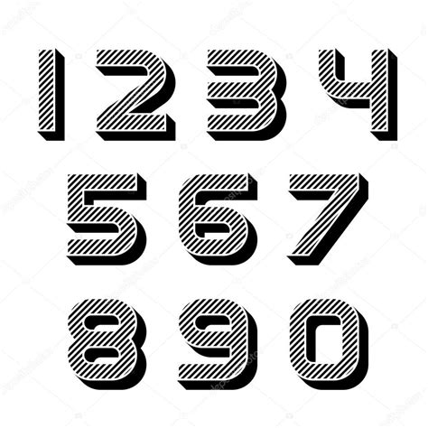 3D black striped numbers font — Stock Vector © happyroman #85303426