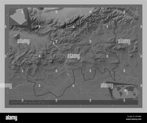 Medea Province Of Algeria Grayscale Elevation Map With Lakes And