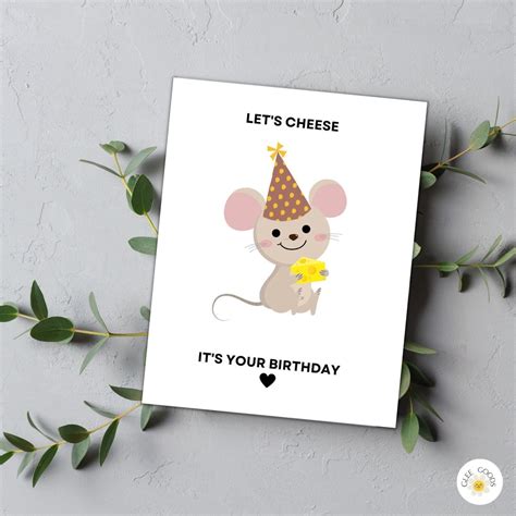 Funny Birthday Card Pun Birthday Card Cheese Rat Mouse Etsy