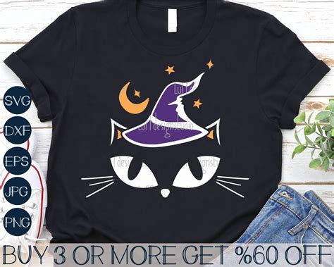 Black Cat Svg Halloween Cat Svg Cat Face Svg Witchy Svg Etsy