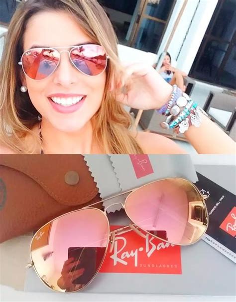 Óculos de Sol Feminino Ray Ban Aviador Rosa Espelhado