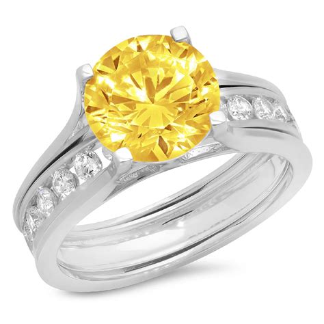 Clara Pucci 18k White Gold 3 39 Simulated Yellow Diamond Engraveable