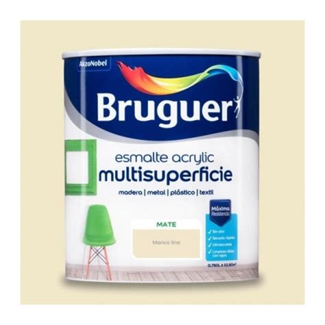 Esmalte Multisuperficie Acrylic Mate Blanco Lino 750ml Bruguer