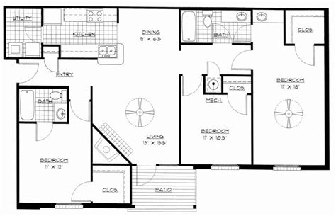 Awesome Free 3 Bedroom Floor Plan With Dimensions And Review | Bedroom ...