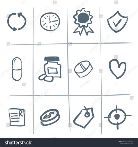 Hand Drawn Sketched Vector Medical Icons Stock Vector Royalty Free