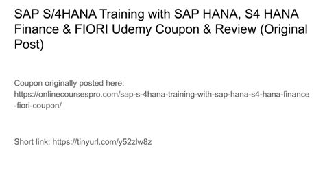 Sap S4hana Training With Sap Hana S4 Hana Finance And Fiori Udemy