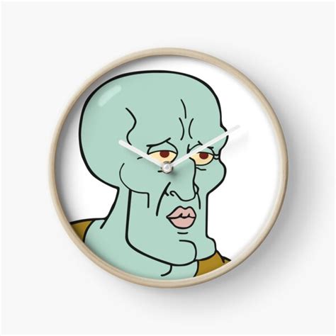 Handsome Squidward Meme Clock For Sale By Zelius Redbubble