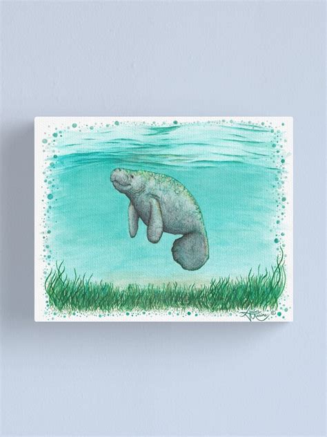 ""Mossy Manatee" by Amber Marine ~ Watercolor and ink painting, art ...