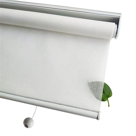 Buy Cordless Sheer Window Roller Blinds, White Solid Sheer Fabric