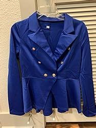 Cekaso Women S Peplum Blazer One Button Crop Frill Ruffle Hem High Low