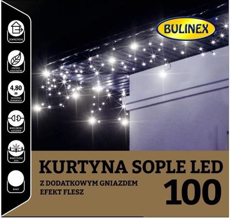 Bulinex Kurtyna Zewnętrzna Sople 100 Led Flesz 230 V 4 8 M Biała 75332