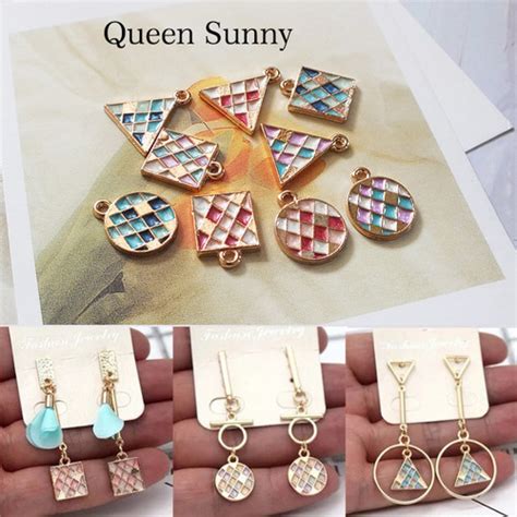 Jual Charm Enamel Liontin Geometri Warna Warni Kotak Bulat Segitiga