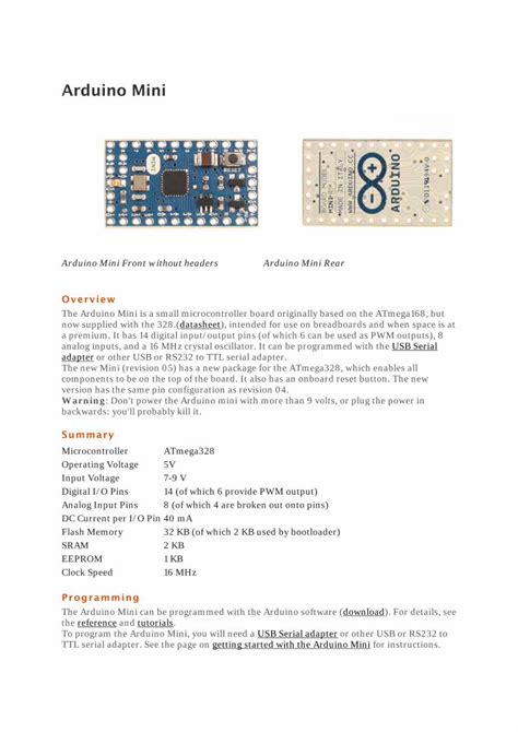 Pdf Arduino Mini Gotron The Atmega On The Arduino Mini Comes