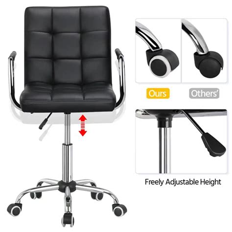 Height Adjustable PU Leather Office Chair with 360° Swivel on Wheels