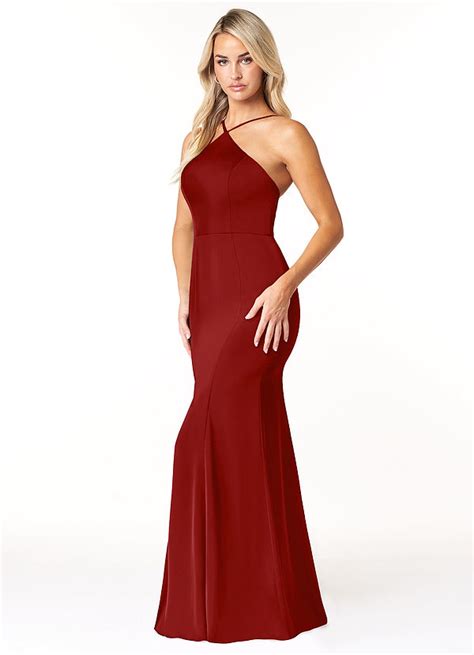 Pomegranate Azazie Stacey Stretch Satin Dress Bridesmaid Dresses Azazie