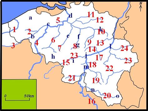 Diagram Aardrijkskunde België Rivieren anny 6 Quizlet