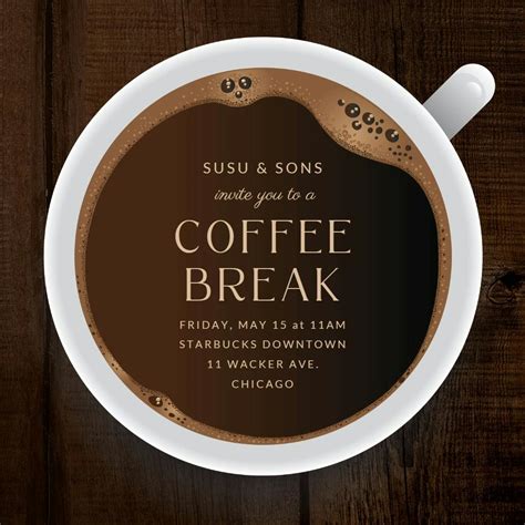 Coffee Break Party Invitation Template Free Greetings Island