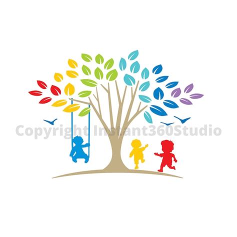 Rainbow Tree / Child Care / Daycare Clip Art / Preschool Logo - Etsy ...