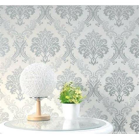 Jual Hgj Cod Wallpaper Sticker Dinding Putih Motif Batik Silver