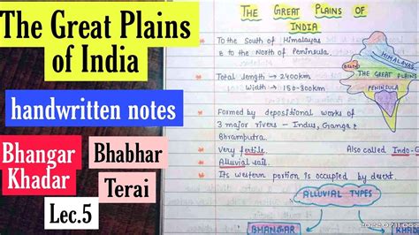 The Great Plains Of India Bhangar Khadar And Bhabar Terai Handwritten Notes Lec 5