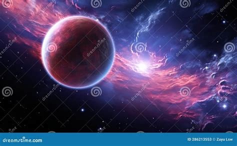 A Planet In Deep Space With Stars And Nebula Universe Scene With