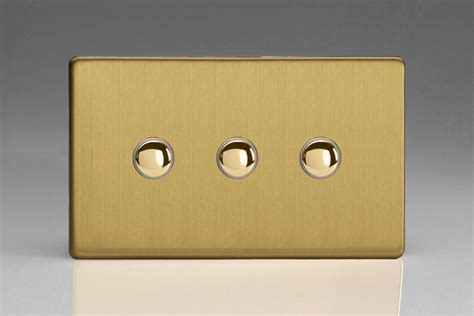 Varilight Screwless Flat Plate Brushed Brass Gang Or Way