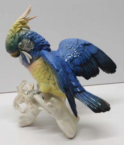 KARL ENS SUPERBE OISEAU PORCELAINE De SAXE PERROQUET BLEU HT 22 Cm