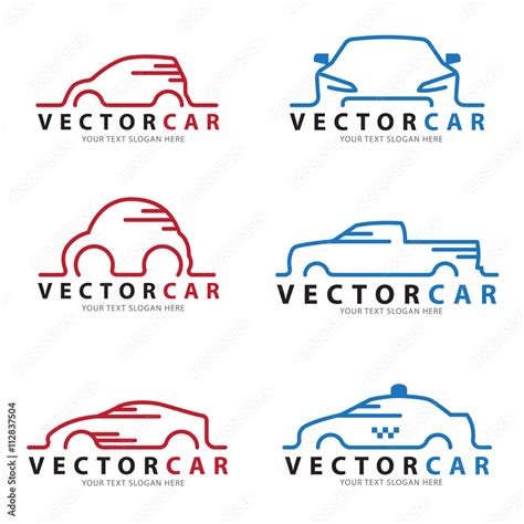 Red and blue Line car logo sign vector set design Stock Vector | Adobe ...