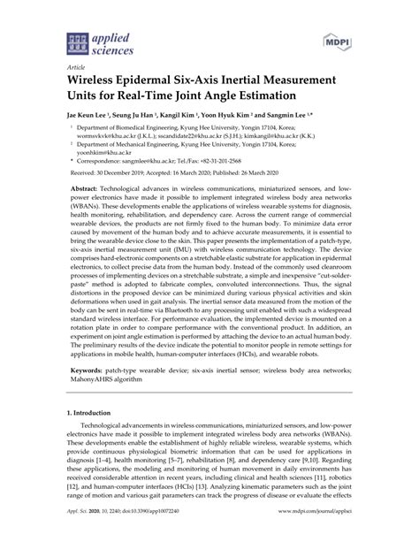 Pdf Wireless Epidermal Six Axis Inertial Measurement Units For Real