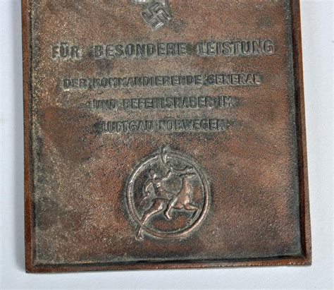 Regimentals German Wwii Luftgau Norway Non Portable Plaque