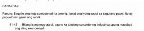 SANAYSAY Panuto Sagutin Ang Mga Sumusunod Na StudyX