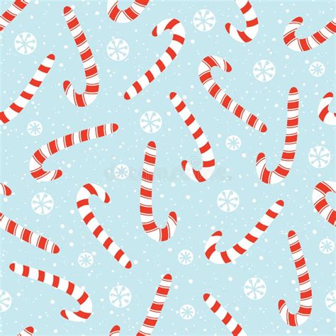 Christmas Vector Seamless Pattern With Candy Canes And Snowflakes Stock