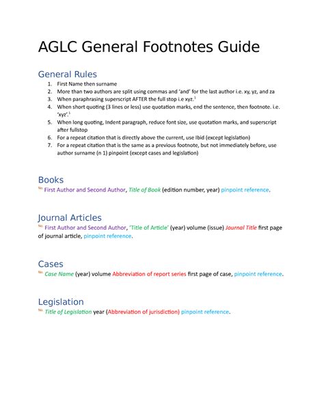 Aglc General Footnotes Guide First Name Then Surname More