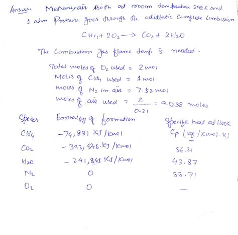 Solved Calculate The Constant Pressure Adiabatic Flame Temperature