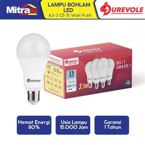 Jual Durevole Lampu Bohlam Led A3 3 G5 15 Watt Putih 4 Pcs Shopee