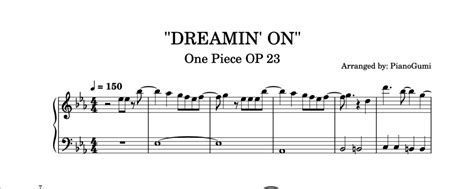 One Piece Op Dreamin On Piano Sheet Music