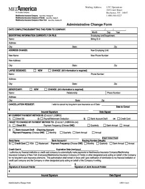 Fillable Online Administrative Change Form Fax Email Print Pdffiller