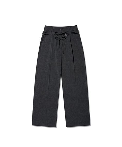 MUSINSA KIRSH Collection String Cut Off Wide Slacks Charcoal