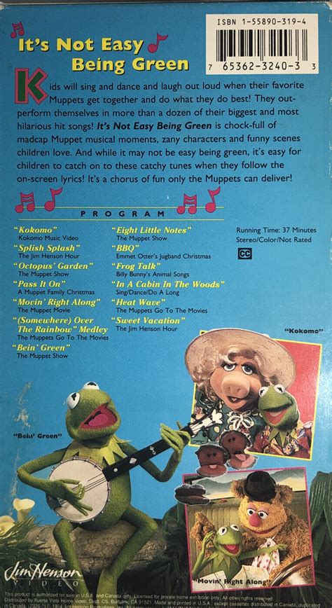 Muppet Sing Alongs It S Not Easy Being Green Jim Henson Kermit Vhs