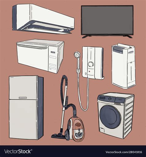 Home Appliances Set Household Kitchen Royalty Free Vector