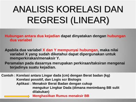 Pdf Analisis Korelasi Dan Regresi Linear Regresi Mengukur Hub