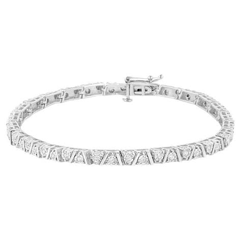 925 Sterling Silver 1 4 Cttw Diamond Illusion Set Miracle Plate Tennis Bracelet For Sale At 1stdibs