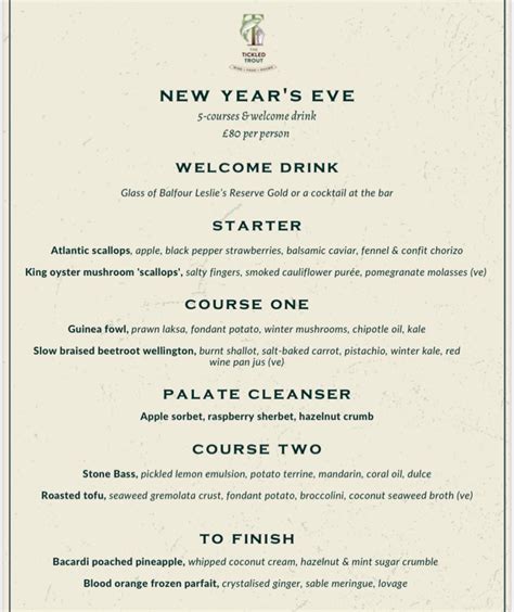 New Years Eve At The Tickled Trout Uk Food And Drink Reviews