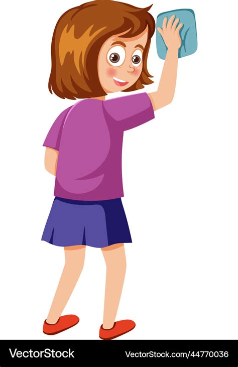 Cartoon character of kid cleaning Royalty Free Vector Image