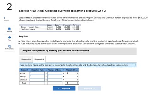 Solved 2 Exercise 4 5a Algo Allocating Overhead Cost Among