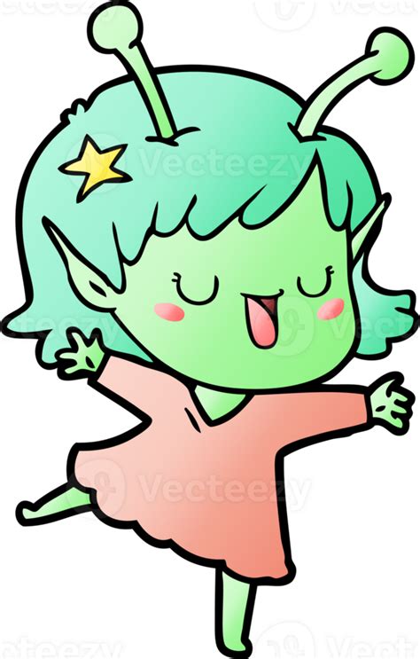 Happy Alien Girl Cartoon 42326168 Png