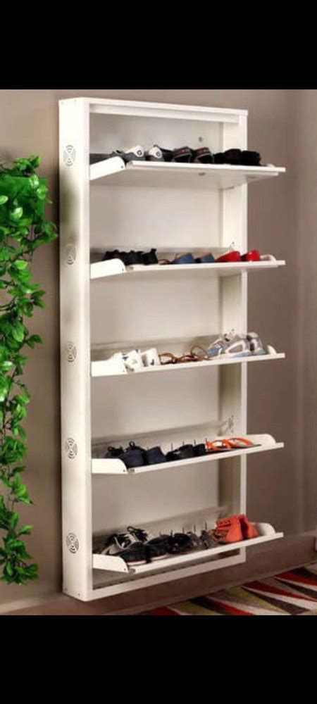 Stainless Steel Wall Mount Shoe Racks Powder Coated White Colour