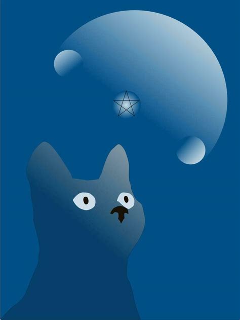 Cat and full moon. Cat silhouette and the moon, blue colors. 24672587 Vector Art at Vecteezy