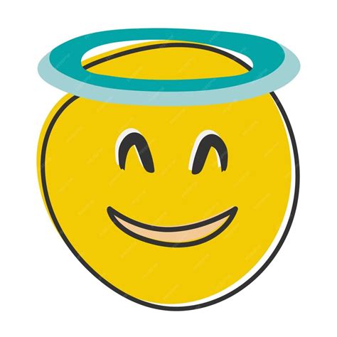 Premium Vector Cute Smiley Face With Little Halo Over Head Halo Emoji